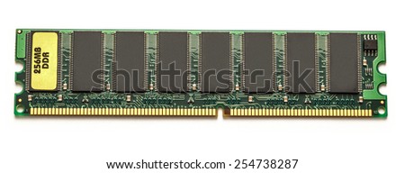 Computer memory card chip on white background