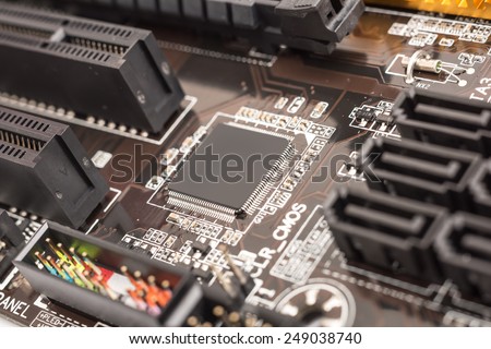 Computer Micro Chipset Circuit Board Close Up