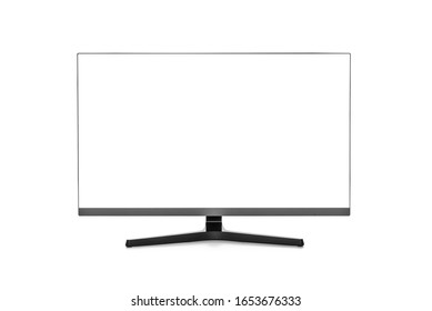 Computer Monitor Or LCD TV With A Blank White Screen Isolated On A White Background.