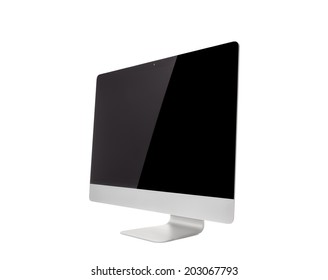 Computer Monitor, Like Mac With Blank Screen. Isolated On White Background.