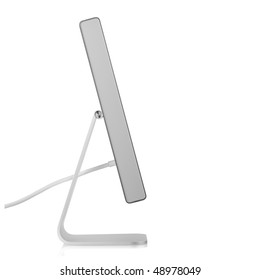 Computer Monitor. Side View, Isolated On White Background