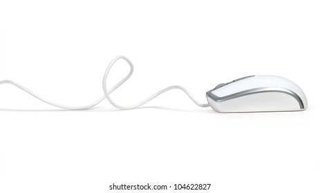 Computer Mouse With Cable Isolated On White