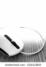 Computer mouse close up black and white