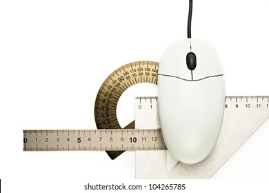 Computer Mouse And Drafting Tools