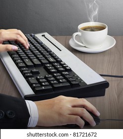 computer mouse and keyboard in hands