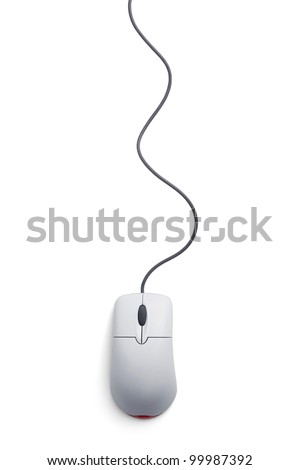 Computer mouse, similar to sperm on a white background