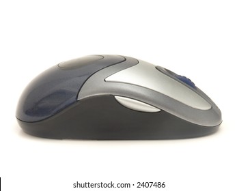 Computer Mouse With Traces Of Usage On White Background - Side View