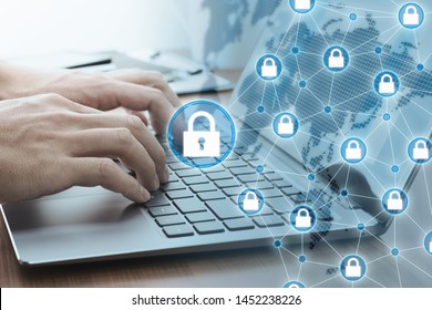 Computer network security system.  Blockchain technology concept. Closeup image of hands using laptop.
 - Powered by Shutterstock - Get 15% off with code: PIKWIZARD15
