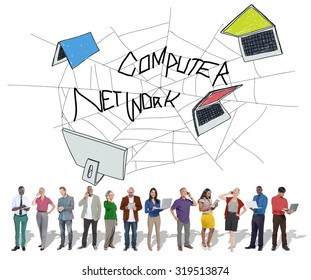 Computer Network Web Sketch Connection Concept