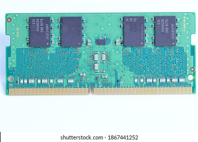 
Computer notebook memory module type blue color DDR4  isolate on white background.