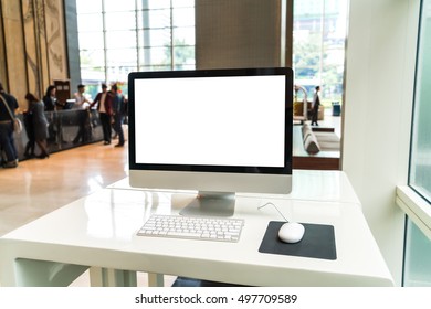 Computer  on table in office, Workspace