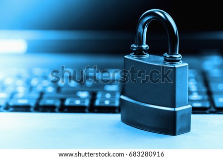 computer and online security with keyboard and padlock