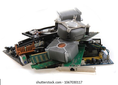 Computer Parts Isolated On The White Background