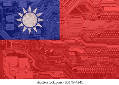 Computer Plate Close Up And Flag Of Taiwan