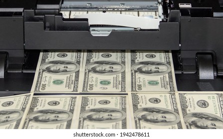 Computer Printer Hundreds Dollars Banknotes Next Stock Photo 1942478611 ...