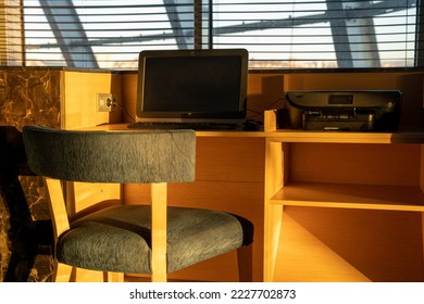 Computer and Printer on Desk