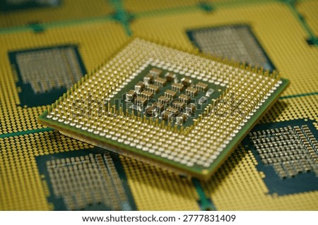 Computer processor close up highlighting micro pin architecture and design