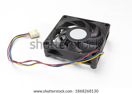 Computer processor fan on white isolated background.