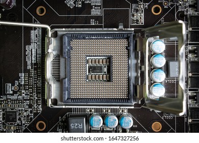 Computer processor socket close up