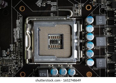 Computer processor socket close up
