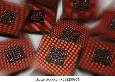 computer processors aligned with abstract lighting effects postproduction, background.