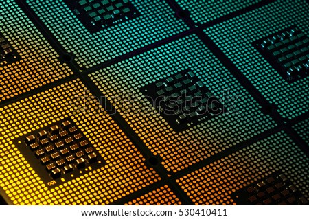 computer processors aligned with abstract lighting effects postproduction, background.