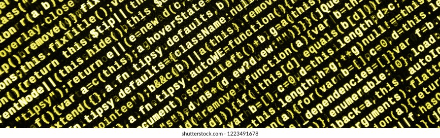 Computer program preview. Programming code typing. Information technology website coding standards for web design