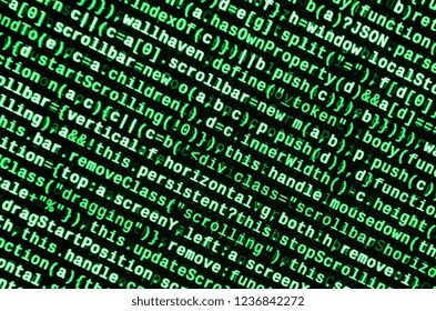 Computer program preview. Programming code typing. Information technology website coding standards for web design