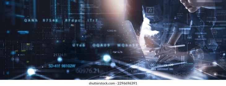 Computer programmer team using laptop, data processing connecting with internet global network, cloud computing and data center network server, cyber security, software development, data engineering - Powered by Shutterstock