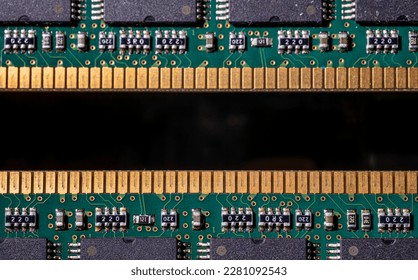 Computer RAM close-up.Filling of the system unit.