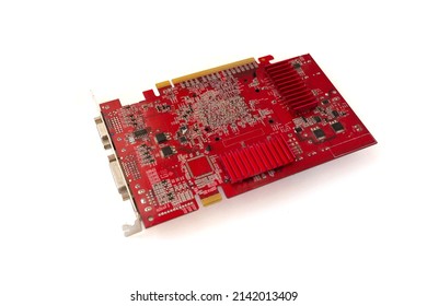 Computer Red Chip On A White Background