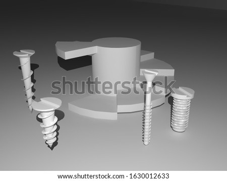 computer rendered set of screws
