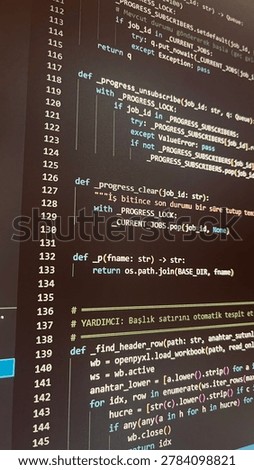 Computer screen displaying code, Software development in progress, Programming interface with syntax