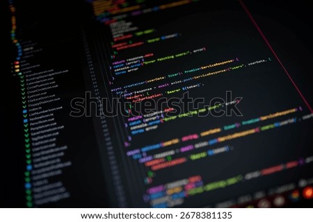 A computer screen displaying colorful programming code in a modern development environment, representing web development, coding, and software engineering for technology and IT industry use.