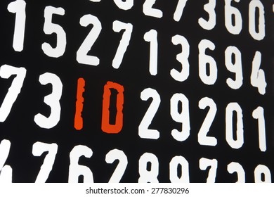 Computer screen with id text on black background. Horizontal