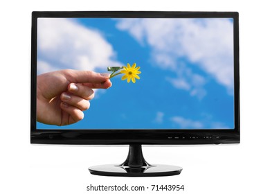 computer screen isolated on white