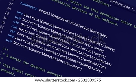 Computer Screen PHP Code, PHP Coding, HTML component coding, PHP background, Drupal code