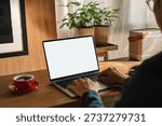 computer screen,mobile phone blank mockup.work using laptop texting cell phone.white background for advertising,contact business search information on desk.marketing,design