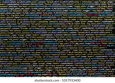 Computer script typing work.  Programmer typing new lines of HTML code. Closeup of Java Script, CSS and HTML code. Coding hacker concept. Software source code. 