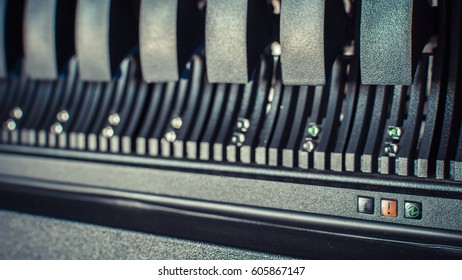 Computer server mainframe and harddisk drive raid storage with LED error alert sign fail in computer server data-center - Powered by Shutterstock - Get 15% off with code: PIKWIZARD15