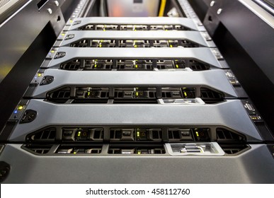 Computer Server mount on rack in data center room