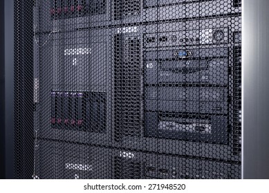 Computer Server in rack server close up