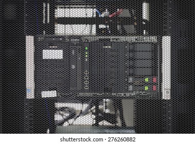 Computer Server in rack server close-up