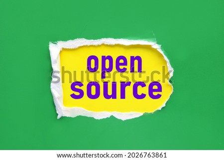 computer software development concept - open source word cloud on a vintage blackboard