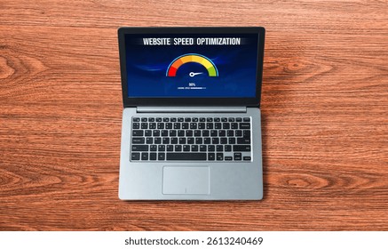 Computer software evaluating website loading speed. Concept of improving website loading speed snugly.