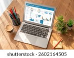Computer software for website traffic analytics data on computer screen. Concept of SEO search engine optimization and customer targeting for online business snugly