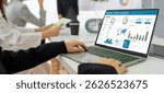Computer software for website traffic analytics data on computer screen. Concept of SEO search engine optimization and customer targeting for online business snugly