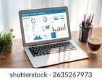 Computer software for website traffic analytics data on computer screen. Concept of SEO search engine optimization and customer targeting for online business snugly