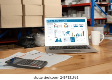 Computer software for website traffic analytics data on computer screen. Concept of SEO search engine optimization and customer targeting for online business snugly
