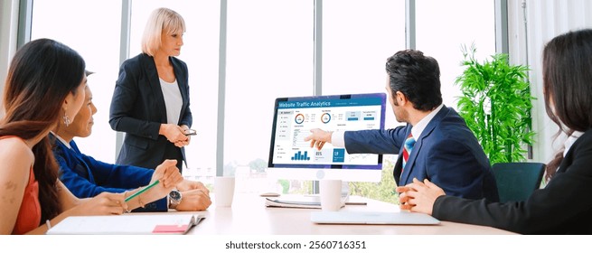 Computer software for website traffic analytics data on computer screen. Concept of SEO search engine optimization and customer targeting for online business snugly
